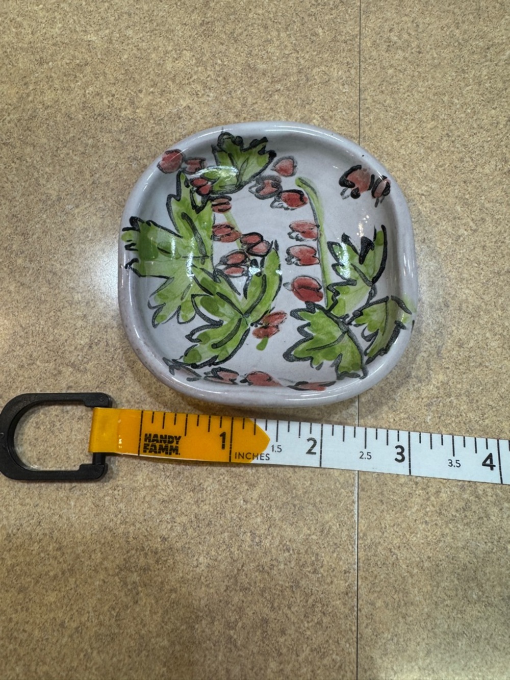 Handpainted Floral Ceramic Trinket Dish - Red Ridge Pottery